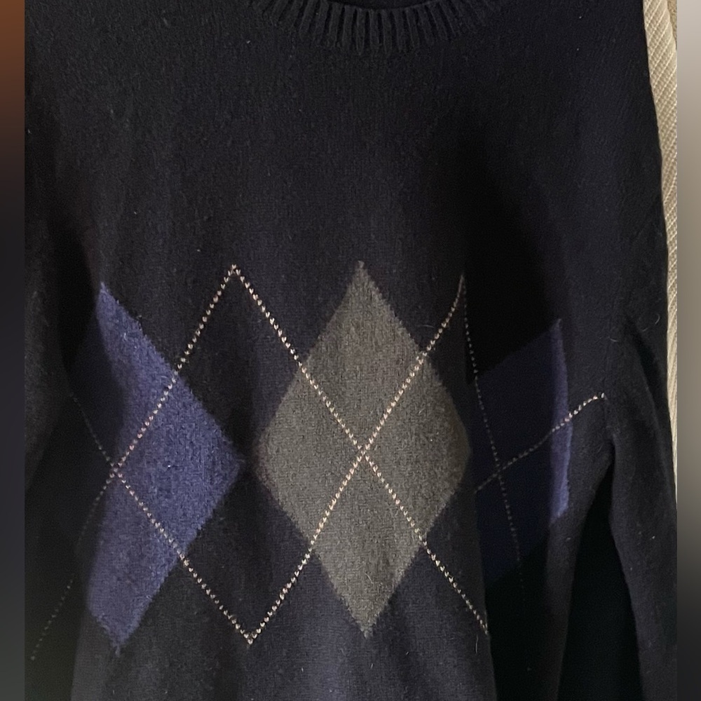 Uniqlo Black Argyle 100% Lambswool Women's Sweater - Picture 8 of 8